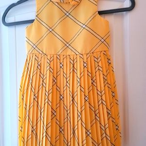Janie and Jack girls vintage pleated plaid yellow dress sz 2T